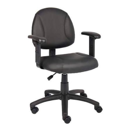 Boss Office Products Boss Office Chair with Arms - Leather - Mid Back - Black B306
